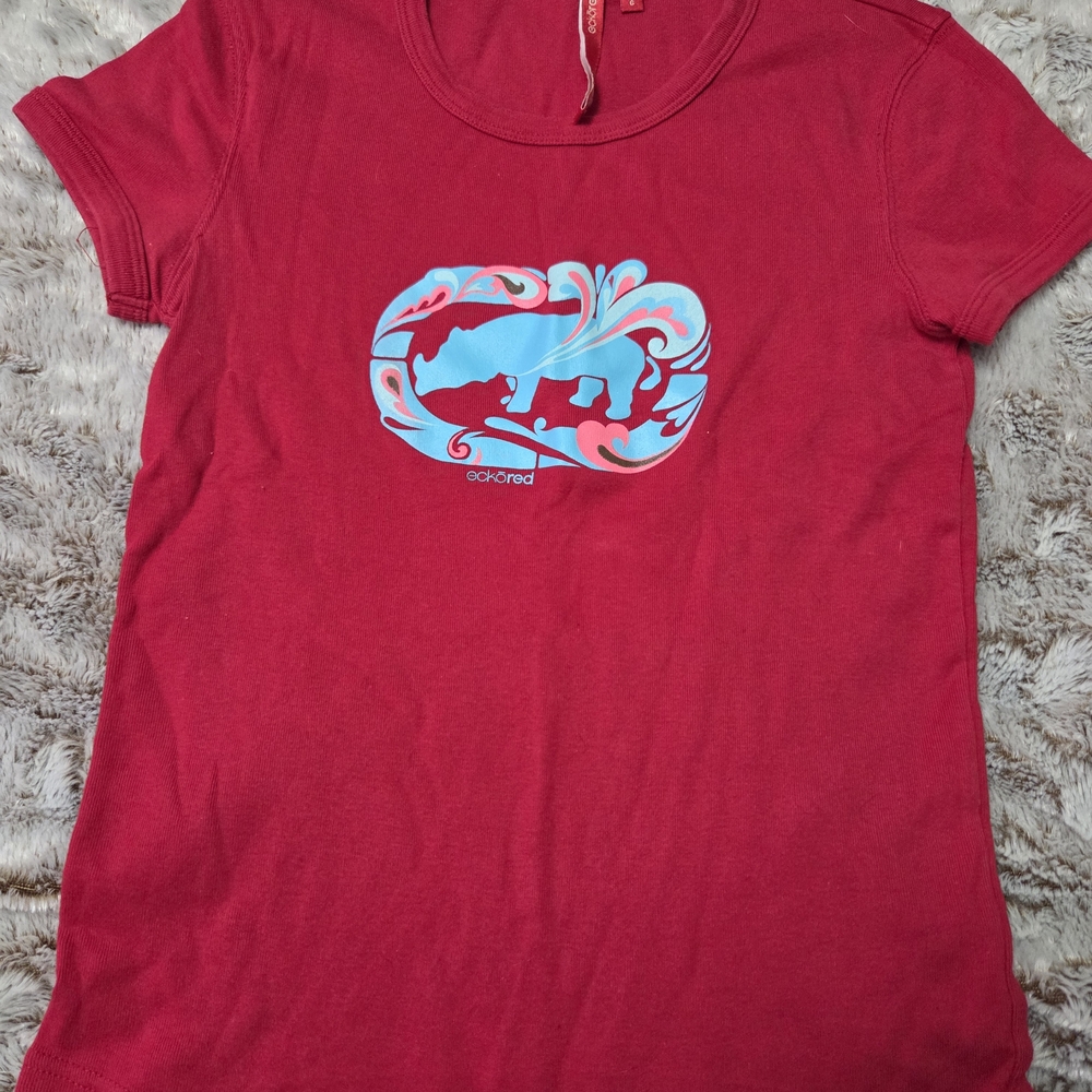 Women's Red Graphic Swim Top